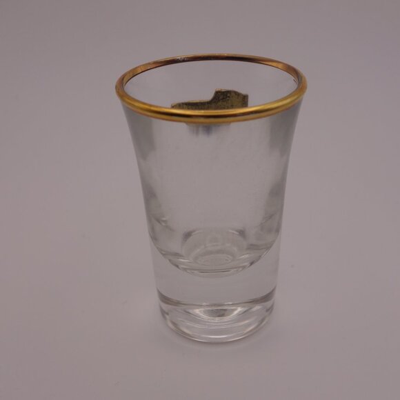 Roma Gold Rim Shot Glass with Metal Roma Coliseum Decoration - Picture 5 of 10